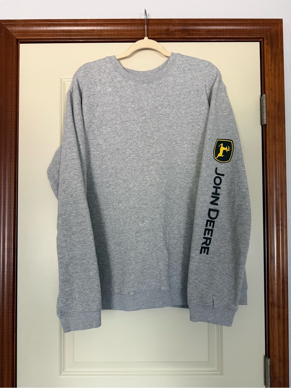 John Deere Gray Crewneck Sweatshirt with Sleeve Logo